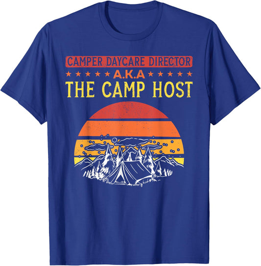 Camping Campground Camp Host Tent Retro Vintage T-Shirt - T-Shirt | Royal