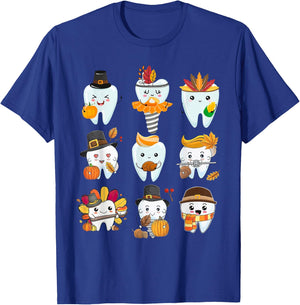 Cute Teeth Dental Squad Dental Assistant Thanksgiving T-Shirt - T-Shirt | Royal