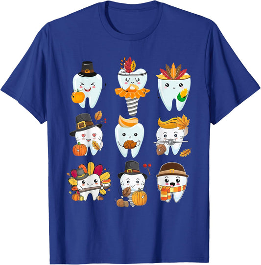 Cute Teeth Dental Squad Dental Assistant Thanksgiving T-Shirt - T-Shirt | Royal