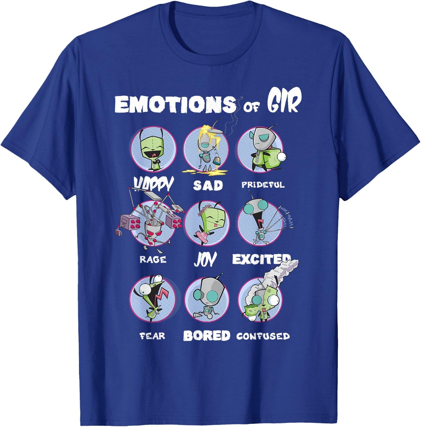 Invader Zim Emotions Of Gir Circle Portraits T-Shirt - T-Shirt | Royal