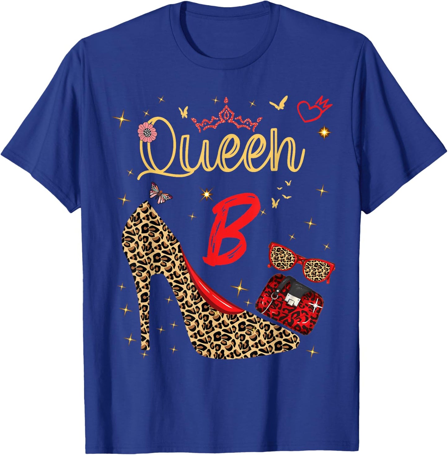 Queen Letter B Initial Name Leopard Heel Letter b Alphapet T-Shirt - T-Shirt | Royal