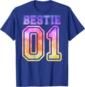 BFF 01 Best Friend Bestie Matching Tie Dye for 2 (On Back) T-Shirt - T-Shirt | Royal