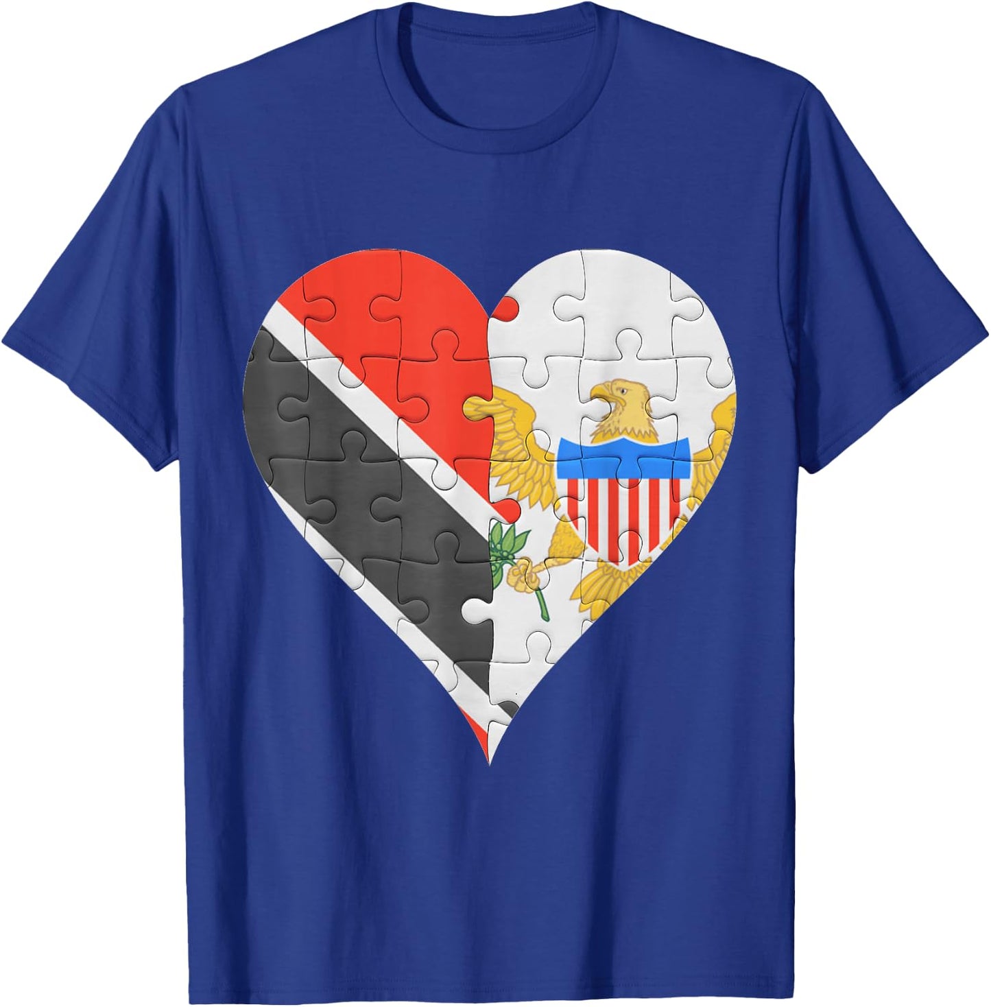 Trinidadian And Tobagoan Virgin Islander Flag Heart T-Shirt - T-Shirt | Royal
