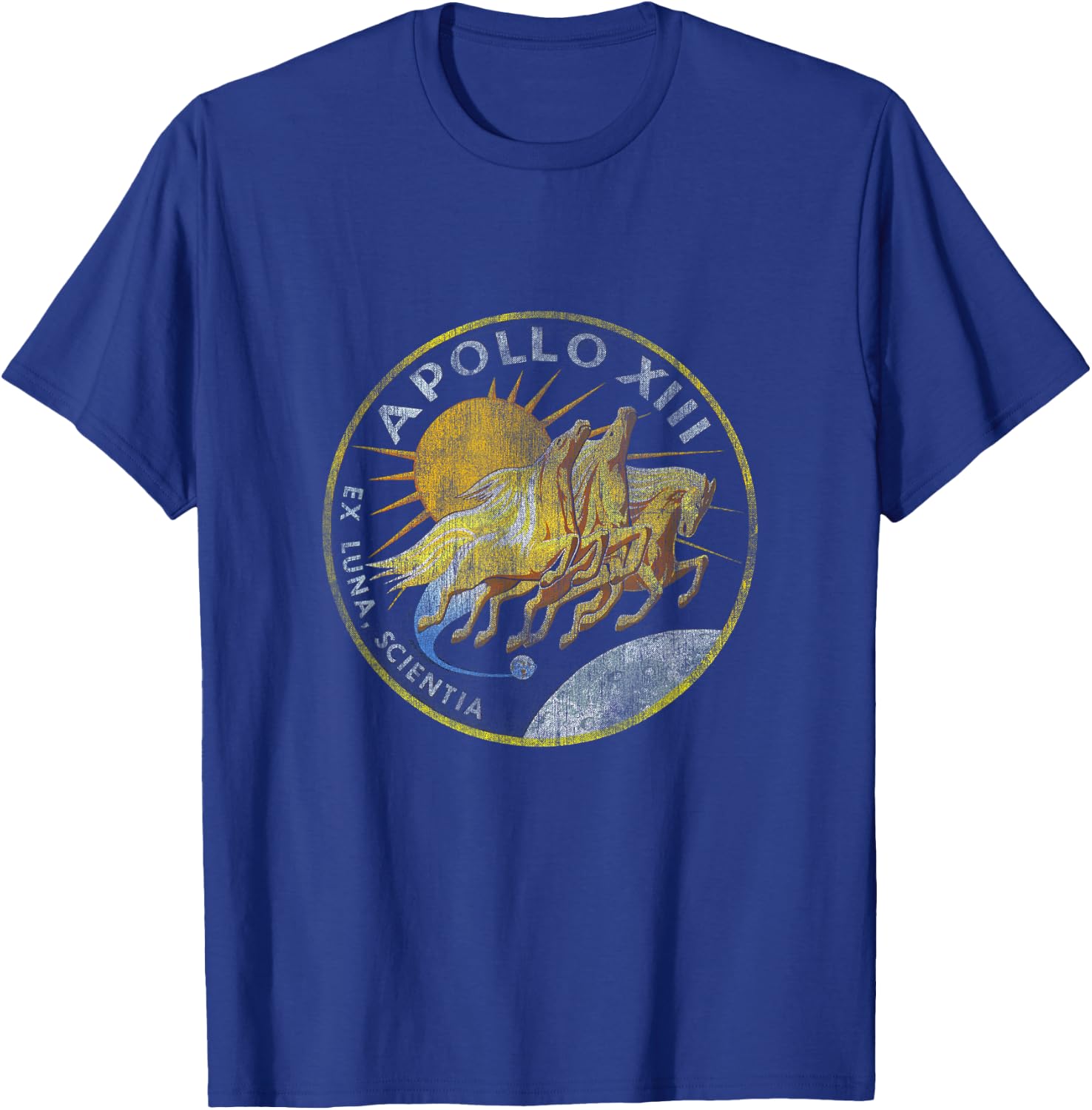 NASA Apollo 13 Mission Badge Distressed T-Shirt - T-Shirt | Royal