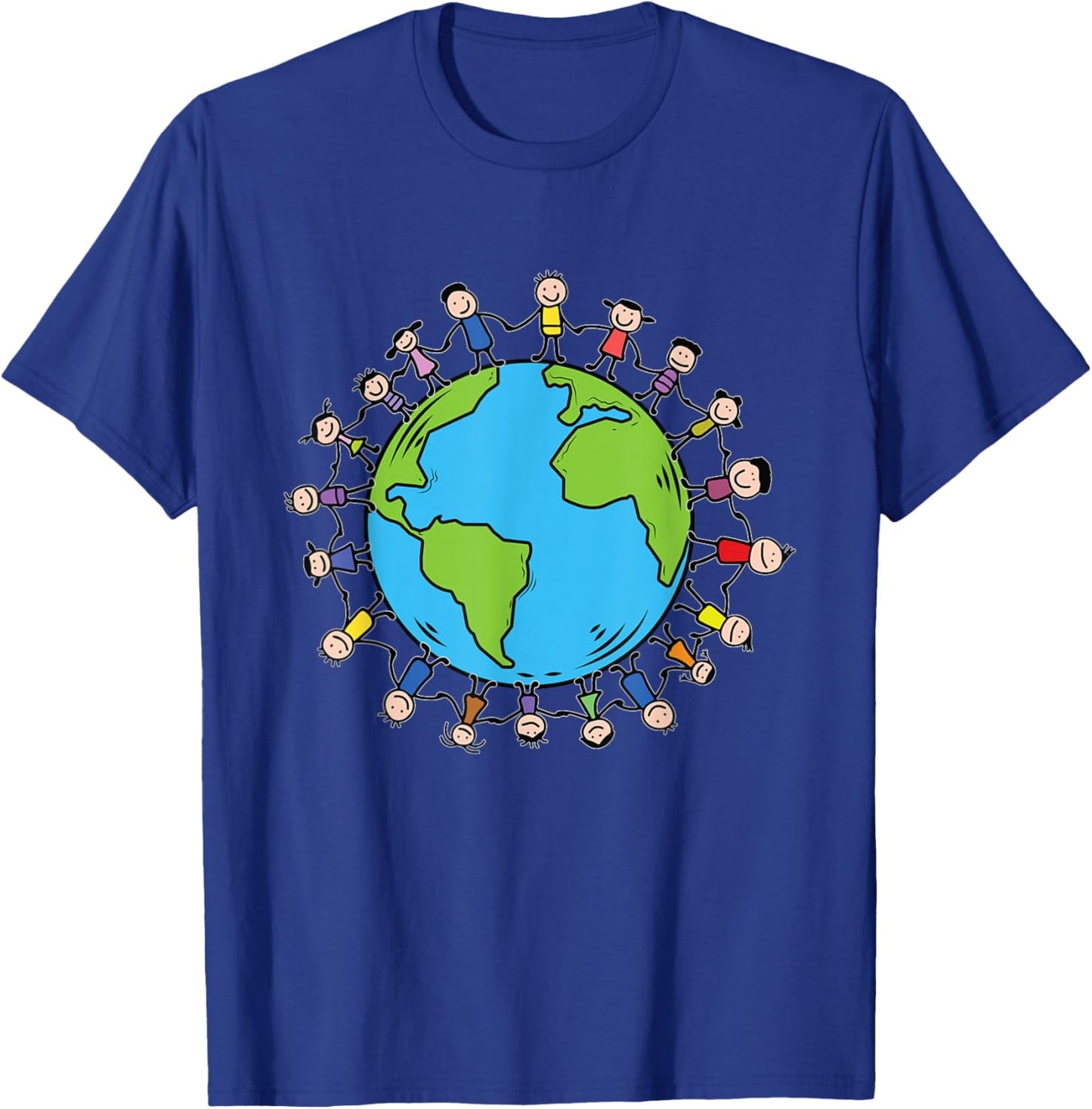 Earth Day With Happy Children Around the World - Save Earth T-Shirt - T-Shirt | Royal