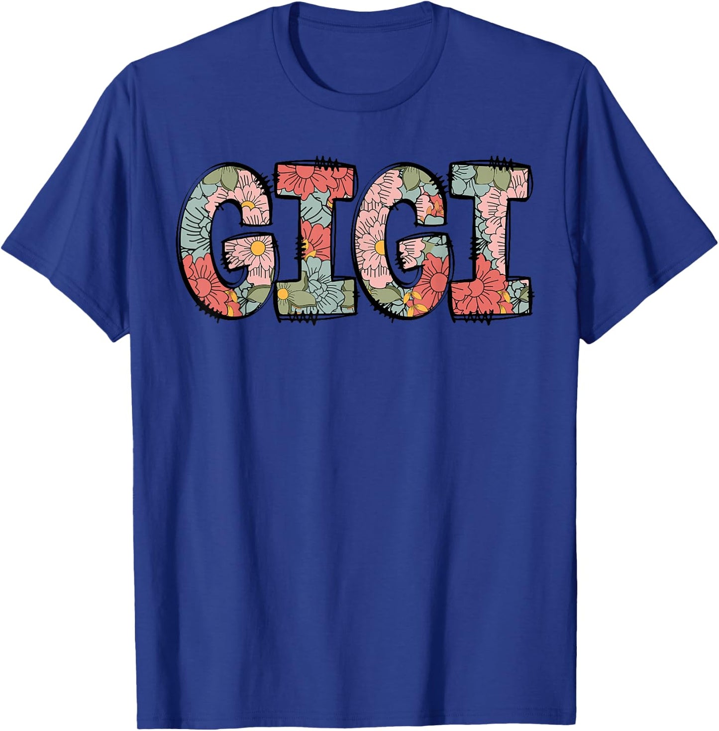 Retro Gigi Colourful Flowers Groovy Daisy Flower T-Shirt - T-Shirt | Royal