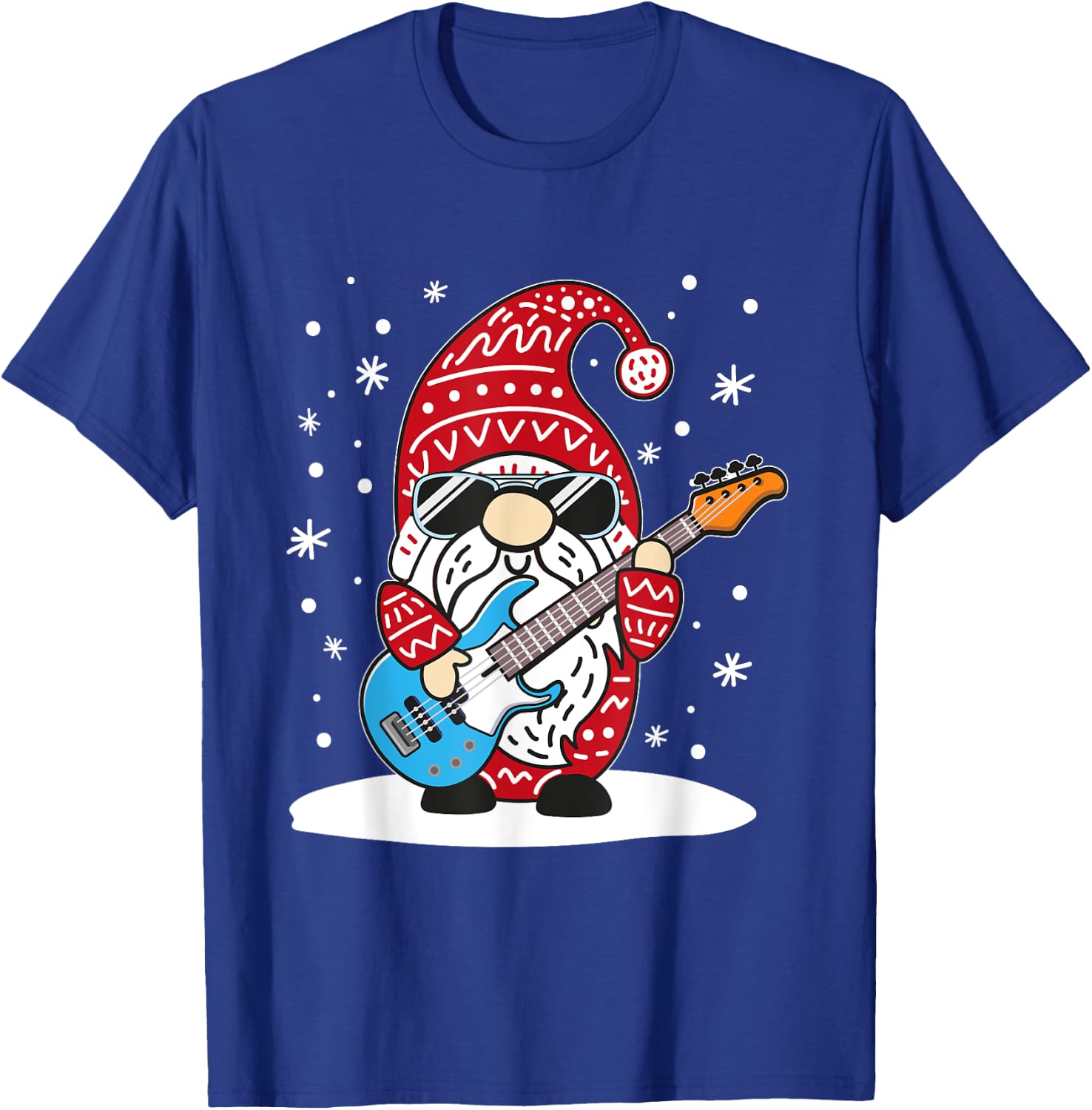 Christmas Bass Guitar Gnome Bass Player Music Lover Musician T-Shirt - T-Shirt | Royal