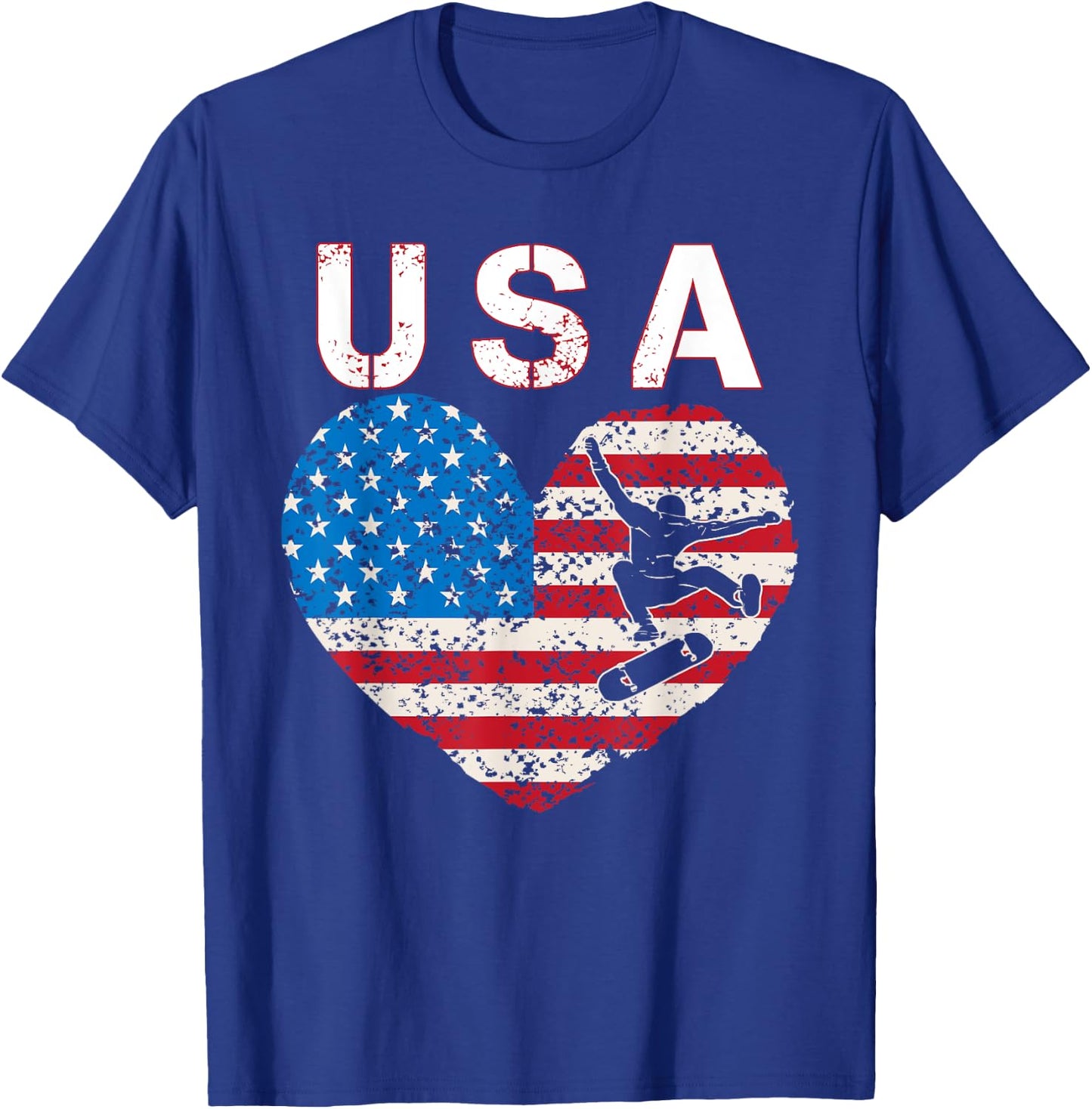 USA Skateboarding team American flag US skater men women T-Shirt - T-Shirt | Royal