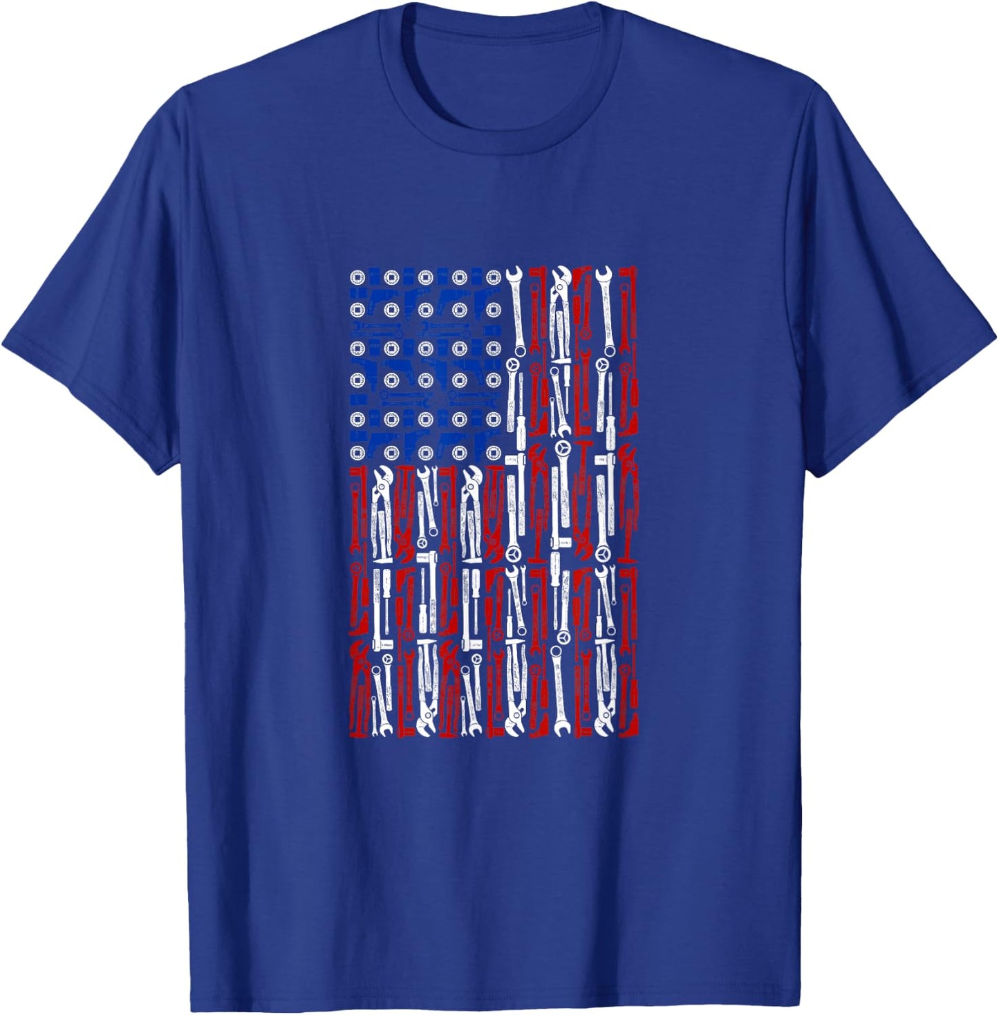 Mechanic's USA Flag | American Flag Made of Tools T-Shirt - T-Shirt | Royal