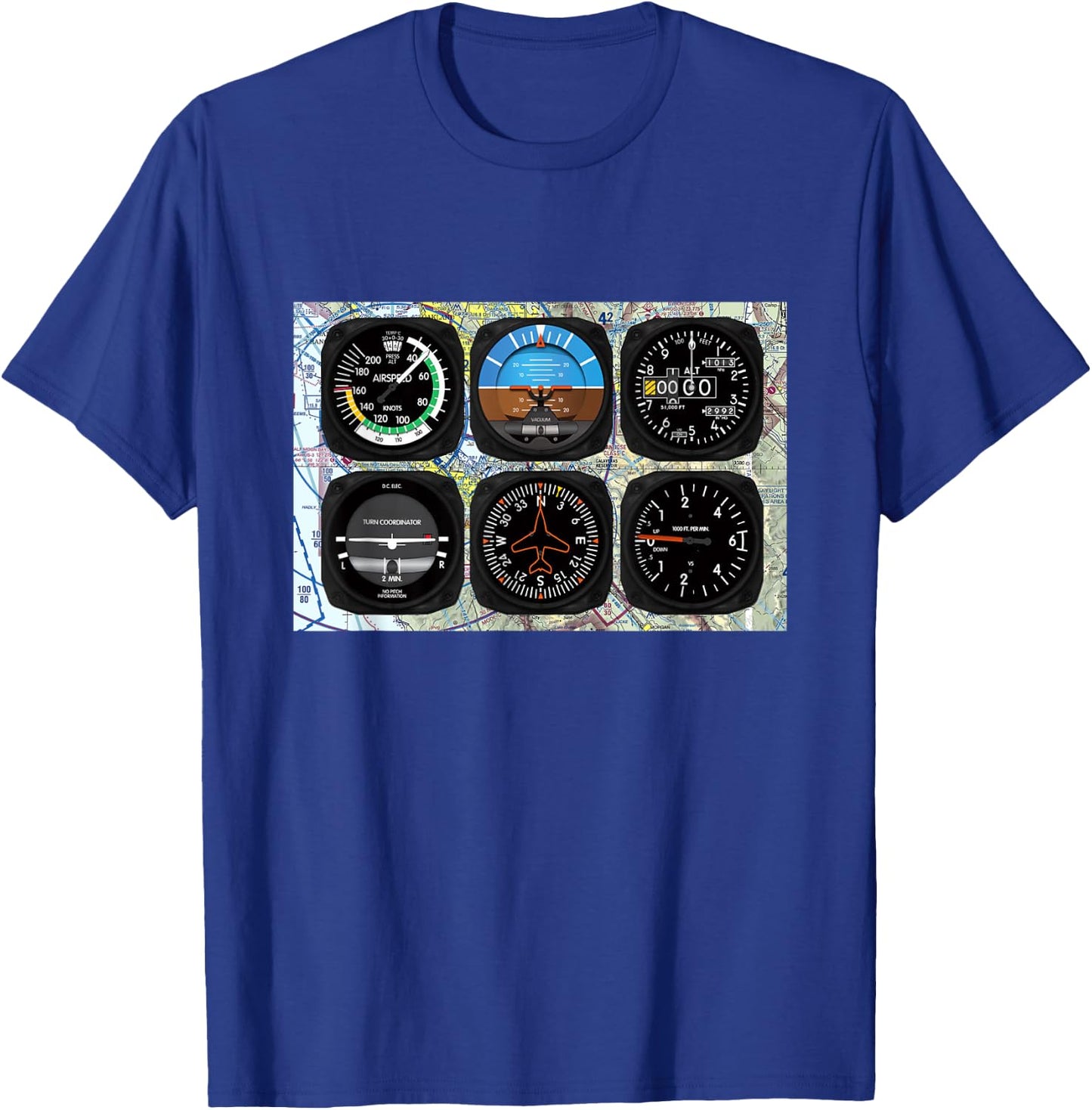 Aviation Pilot 6 Pack Instrument T-Shirt - T-Shirt | Royal