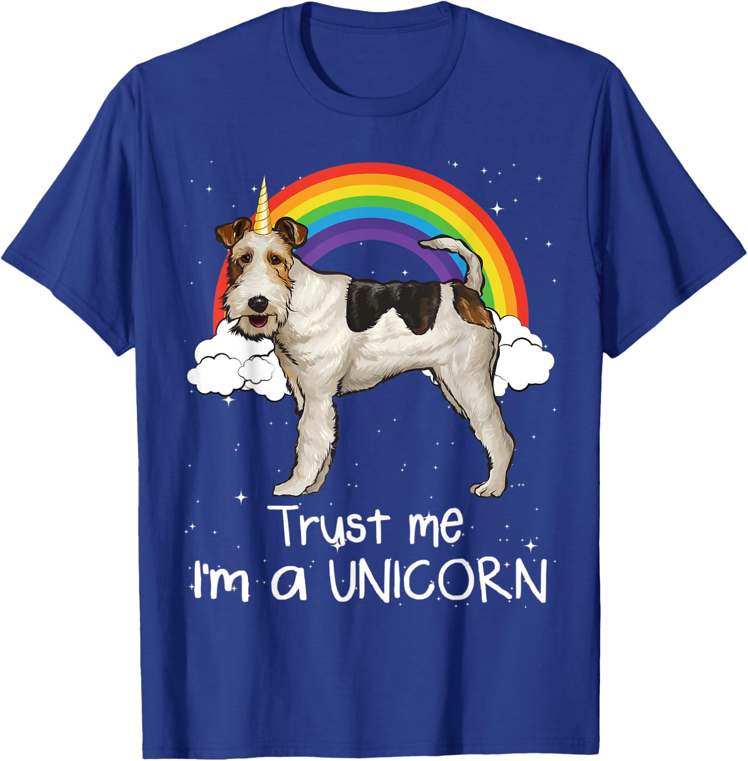 Rainbow Wire Fox Terrier Trust Me I'm A Unicorn Dog Women Kids T-Shirt - T-Shirt | Royal
