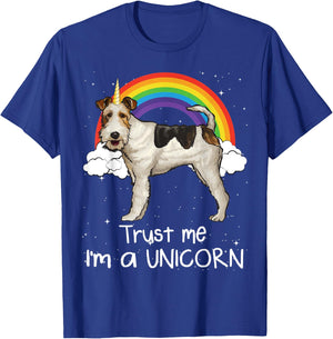 Rainbow Wire Fox Terrier Trust Me I'm A Unicorn Dog Women Kids T-Shirt - T-Shirt | Royal