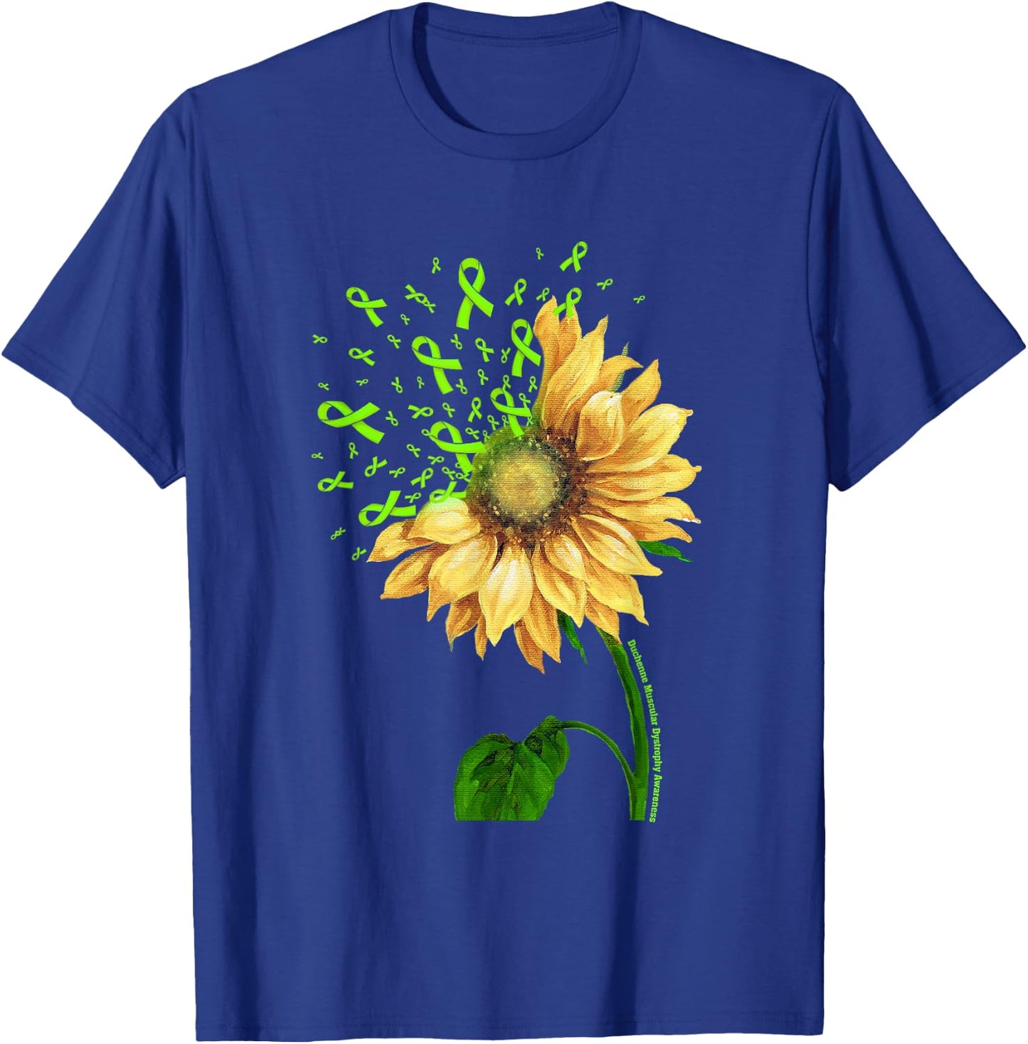 DUCHENNE MUSCULAR DYSTROPHY AWARENESS Sunflower Lime Ribbon T-Shirt - T-Shirt | Royal