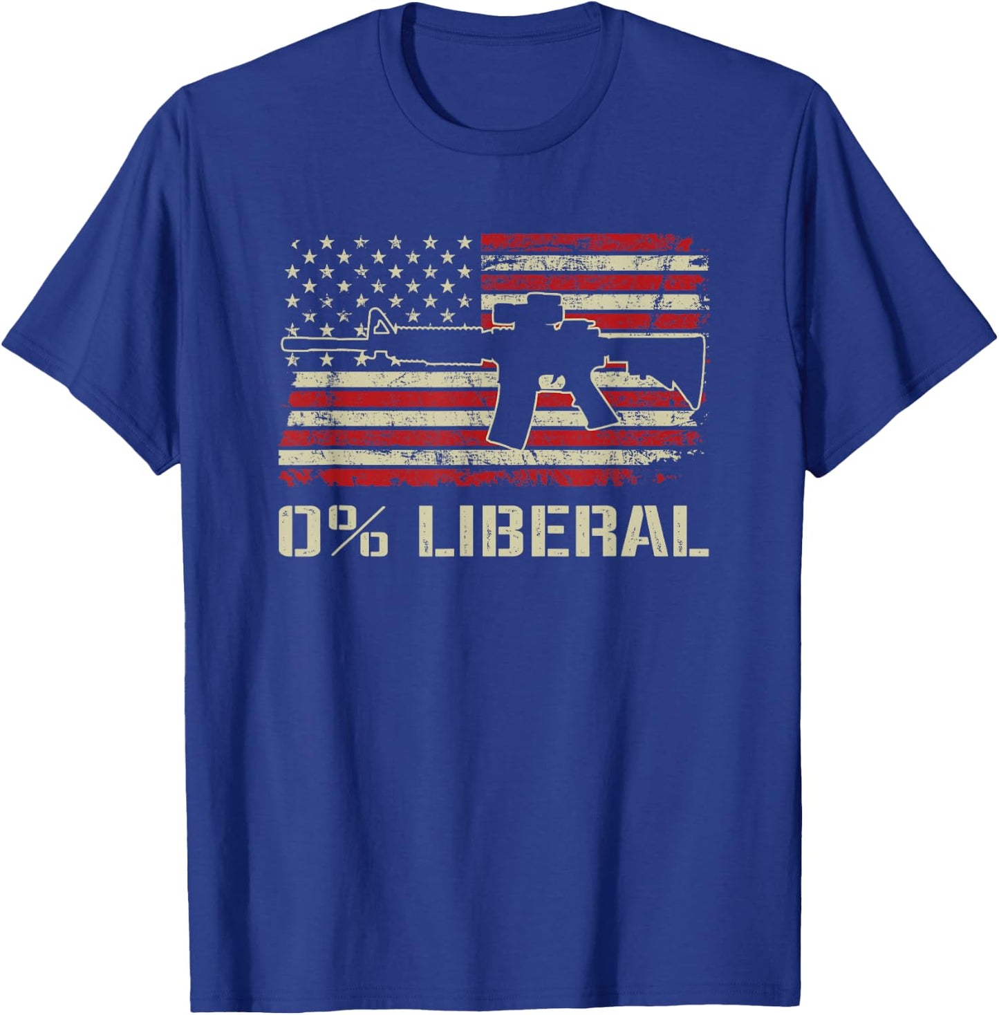 0% Liberal Zero Percent - AR15 USA Flag Funny Pro Gun T-Shirt - T-Shirt | Royal