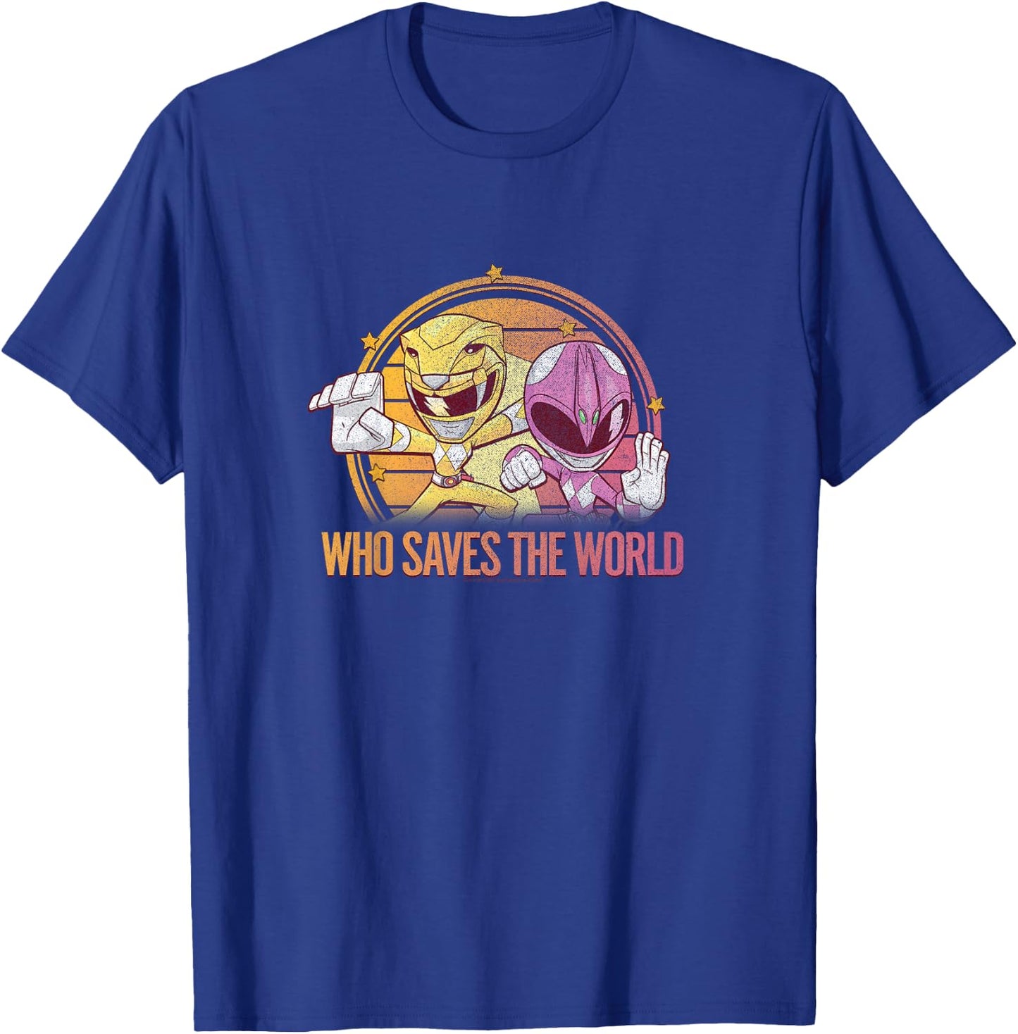 Power Rangers Pink Ranger & Yellow Ranger Saves The World T-Shirt - T-Shirt | Royal