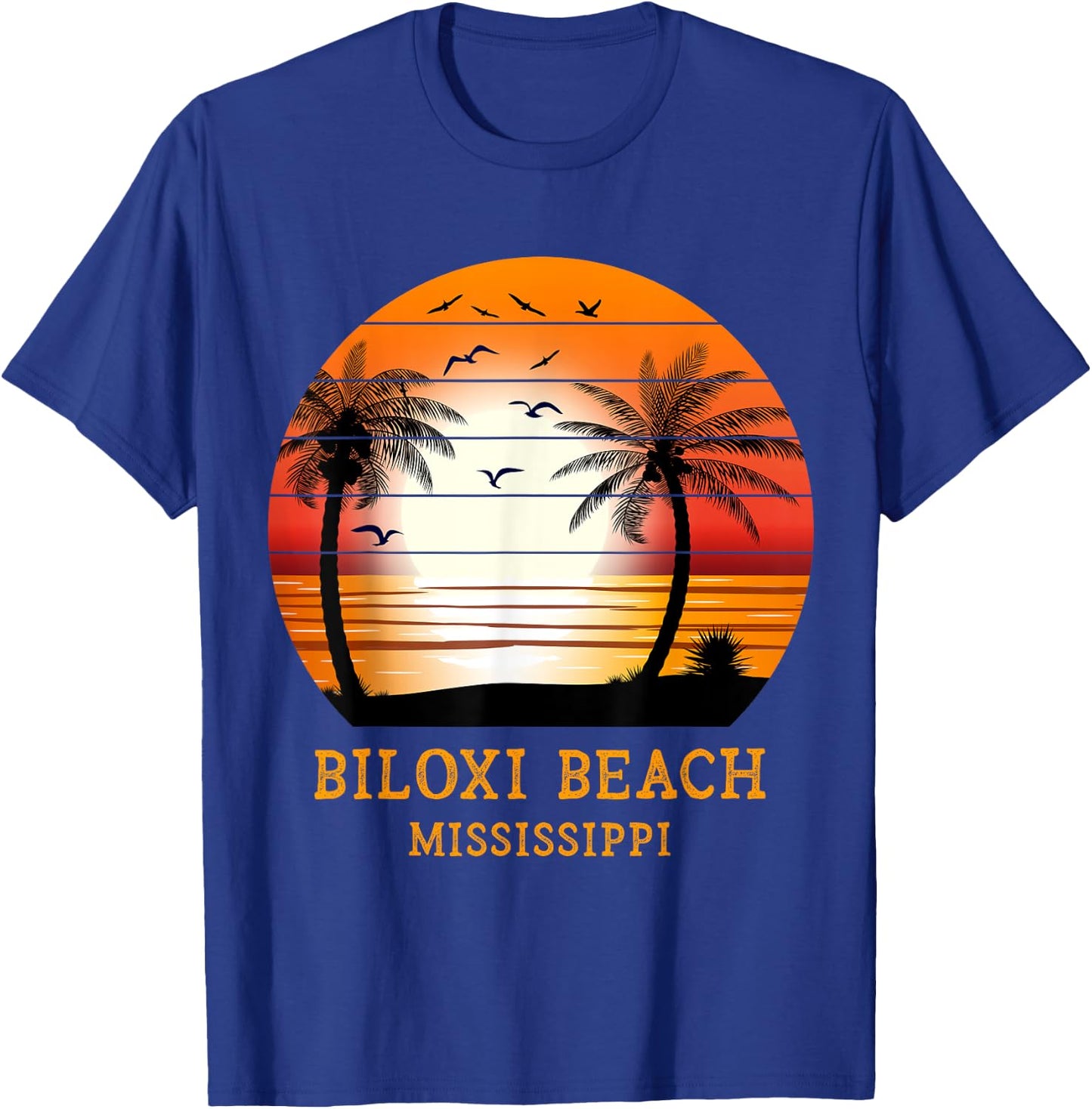 Biloxi Beach Mississippi Vintage Sunset Retro Summer Vacay T-Shirt - T-Shirt | Royal