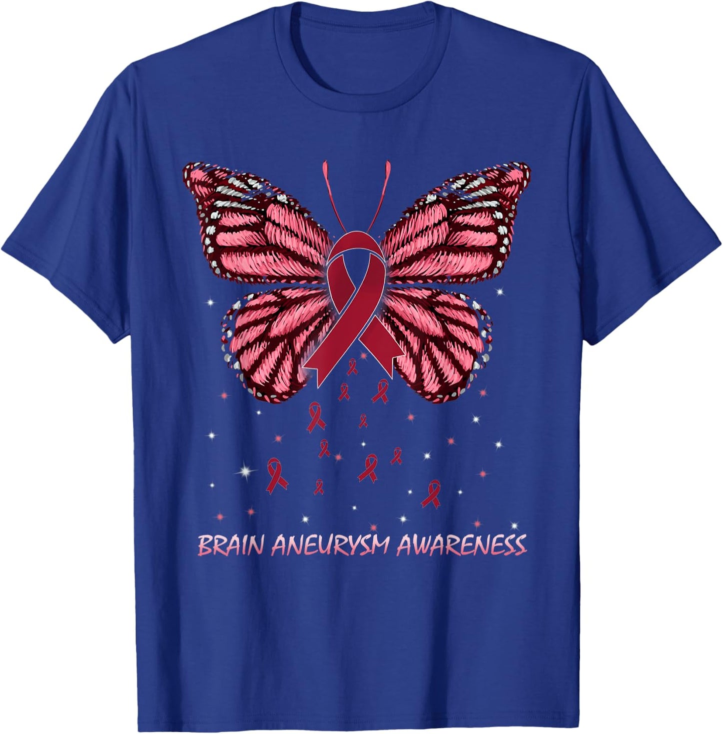 Brain Aneurysm Awareness Butterfly T-Shirt - T-Shirt | Royal