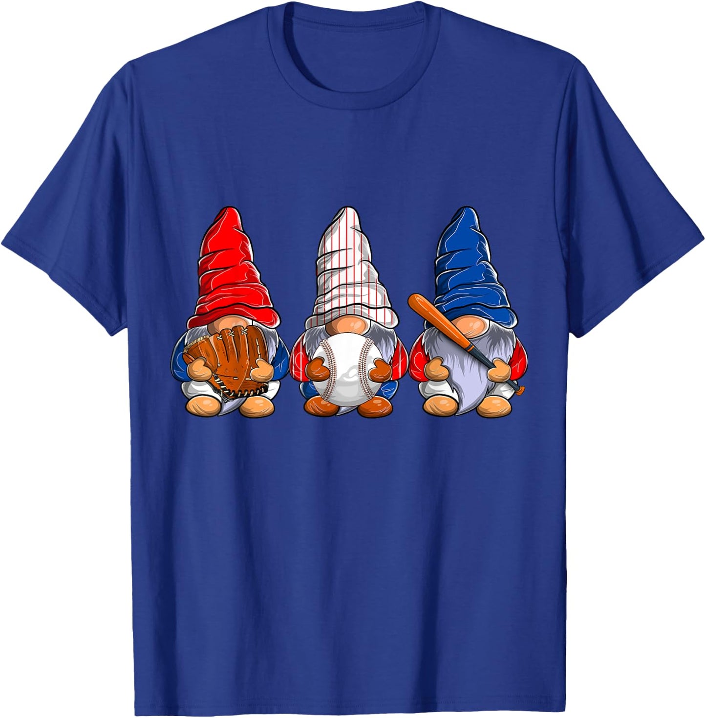 Three Baseball Gnomes, Softball Gnome, Funny Sport Baseball T-Shirt - T-Shirt | Royal