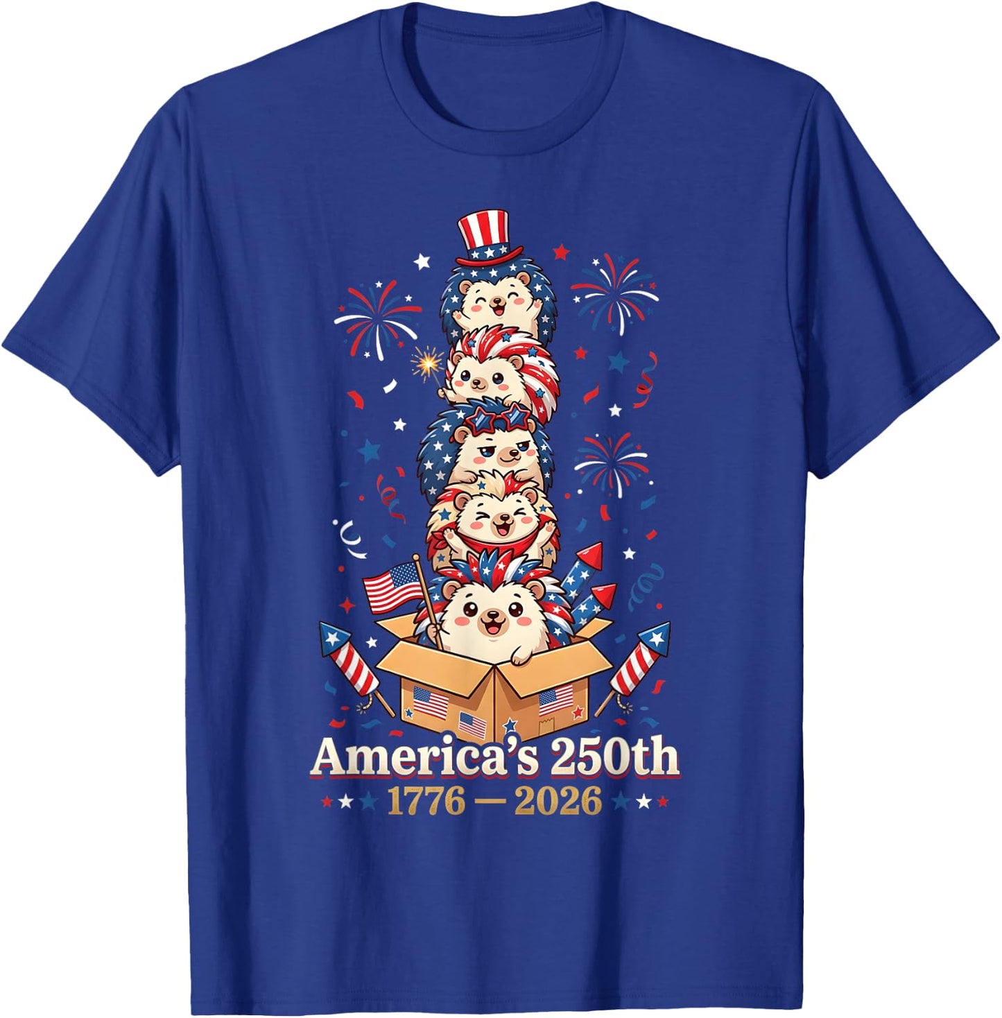 Hedgehog America's 250th Anniversary 1776 2026 4th of July T-Shirt - T-Shirt | Royal