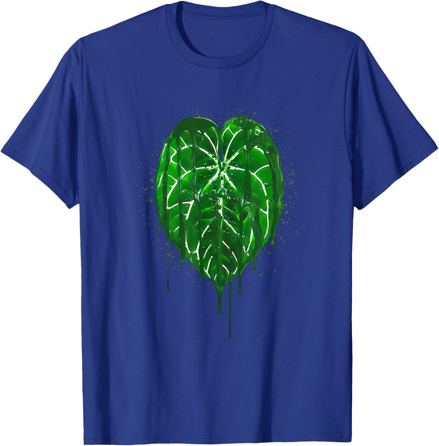 Anthurium Leaf Art Green Drip Style Botanical Design T-Shirt - T-Shirt | Royal