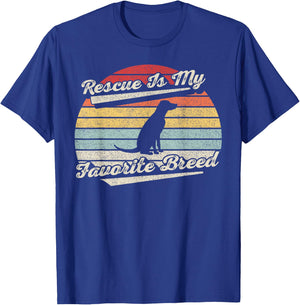 Vintage Retro Rescue Dog Rescue Is My Favorite Breed T-Shirt - T-Shirt | Royal