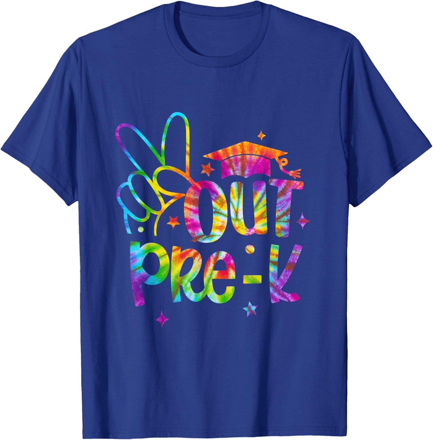 Peace Out Pre-K Preschool Happy Last Day Of School Tie Dye T-Shirt - T-Shirt | Royal