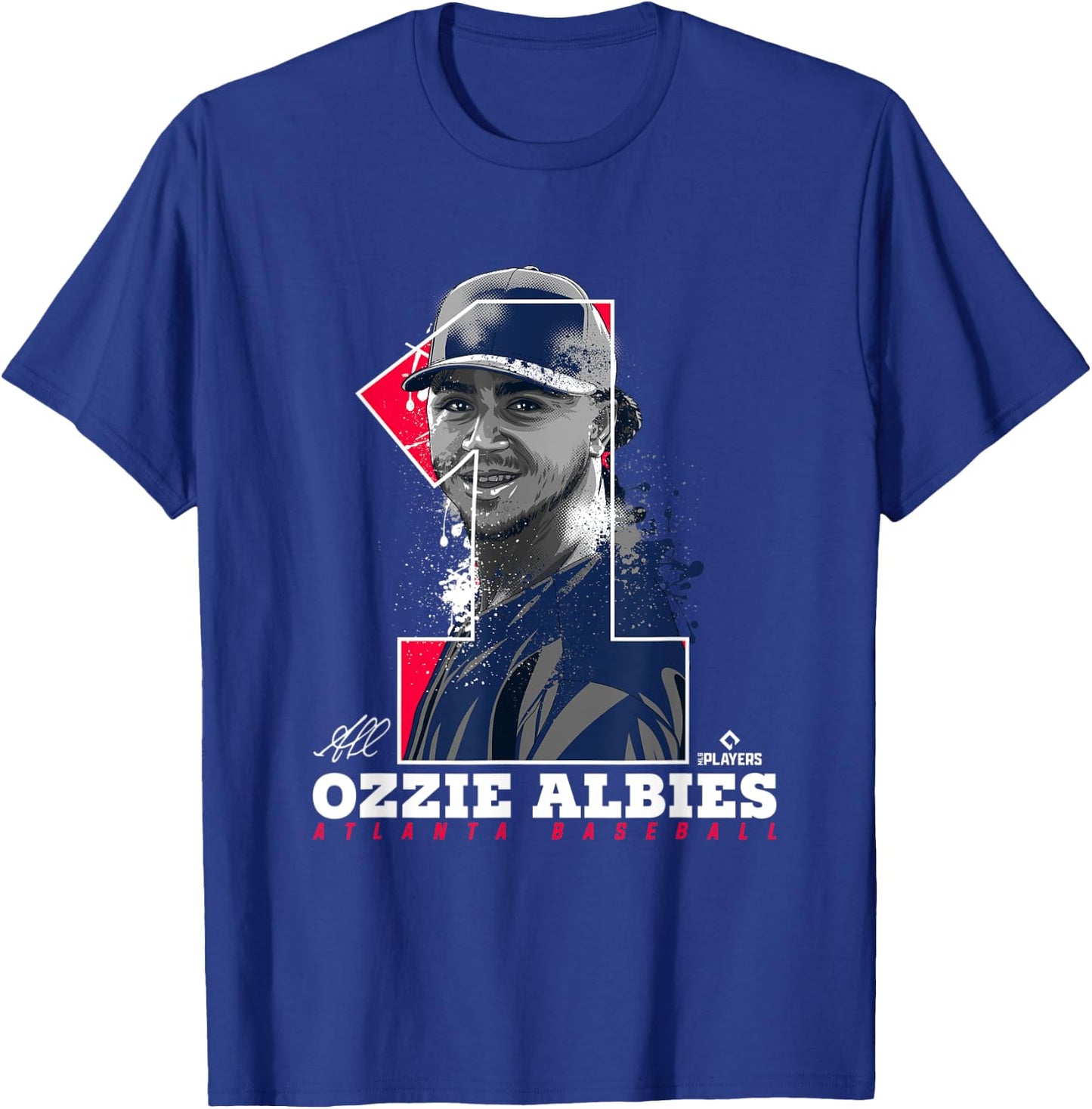 Ozzie Albies Silhouette Bolly Atlanta MLBPA T-Shirt - T-Shirt | Royal