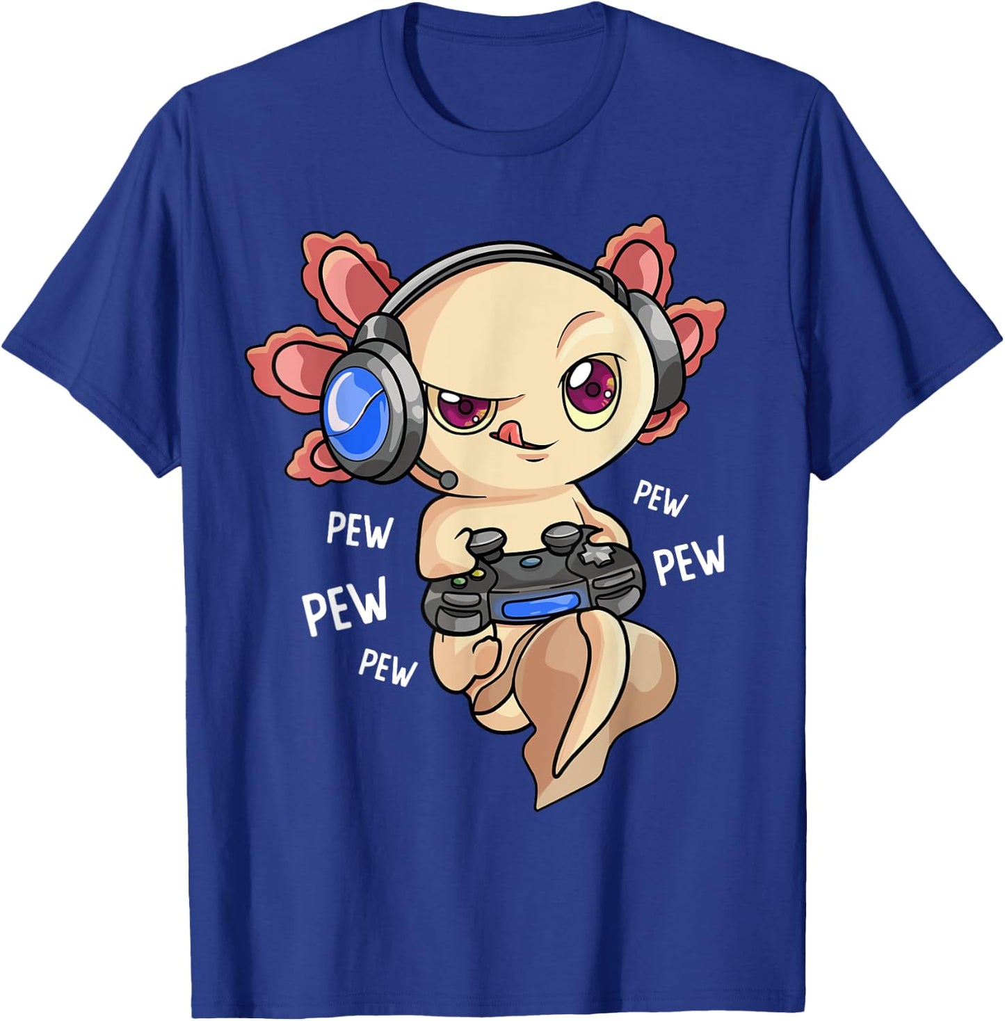 Gaming Axolotl Shirt Kids Boys Gamers - Kawaii Video Game T-Shirt - T-Shirt | Royal