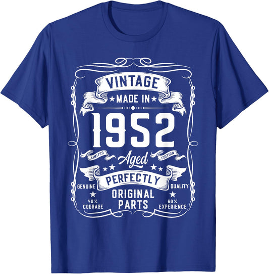 Vintage 1952 73yr 73rd Birthday Gifts 73 Years Old T-Shirt - T-Shirt | Royal