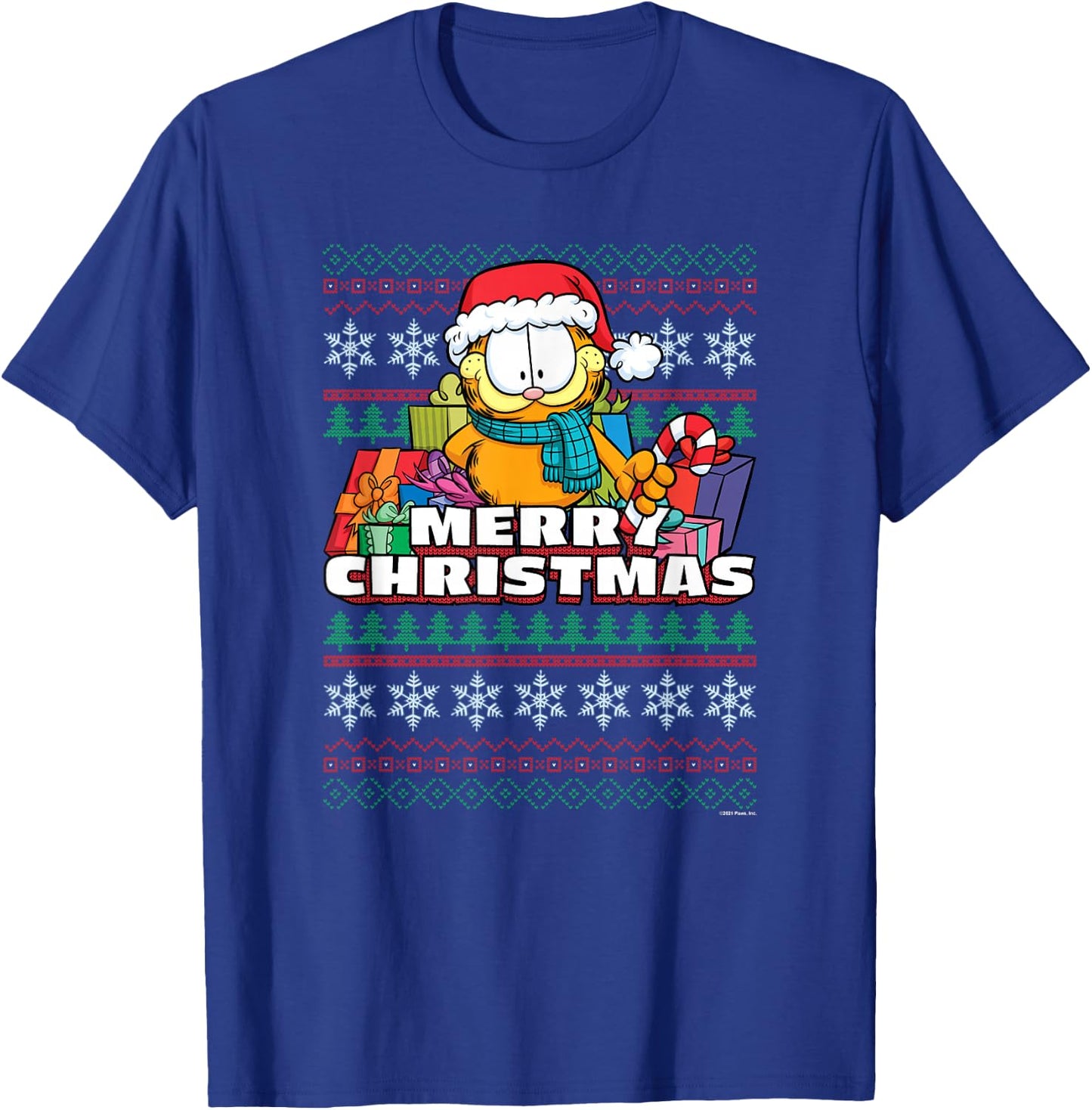 Garfield Christmas Santa Garfield Ugly Sweater T-Shirt - T-Shirt | Royal