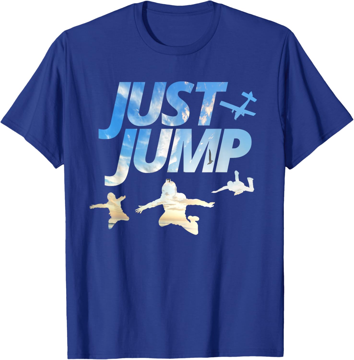 Sky Diving Jump Easy to Sky Diver Sky Silhouettes T-Shirt - T-Shirt | Royal