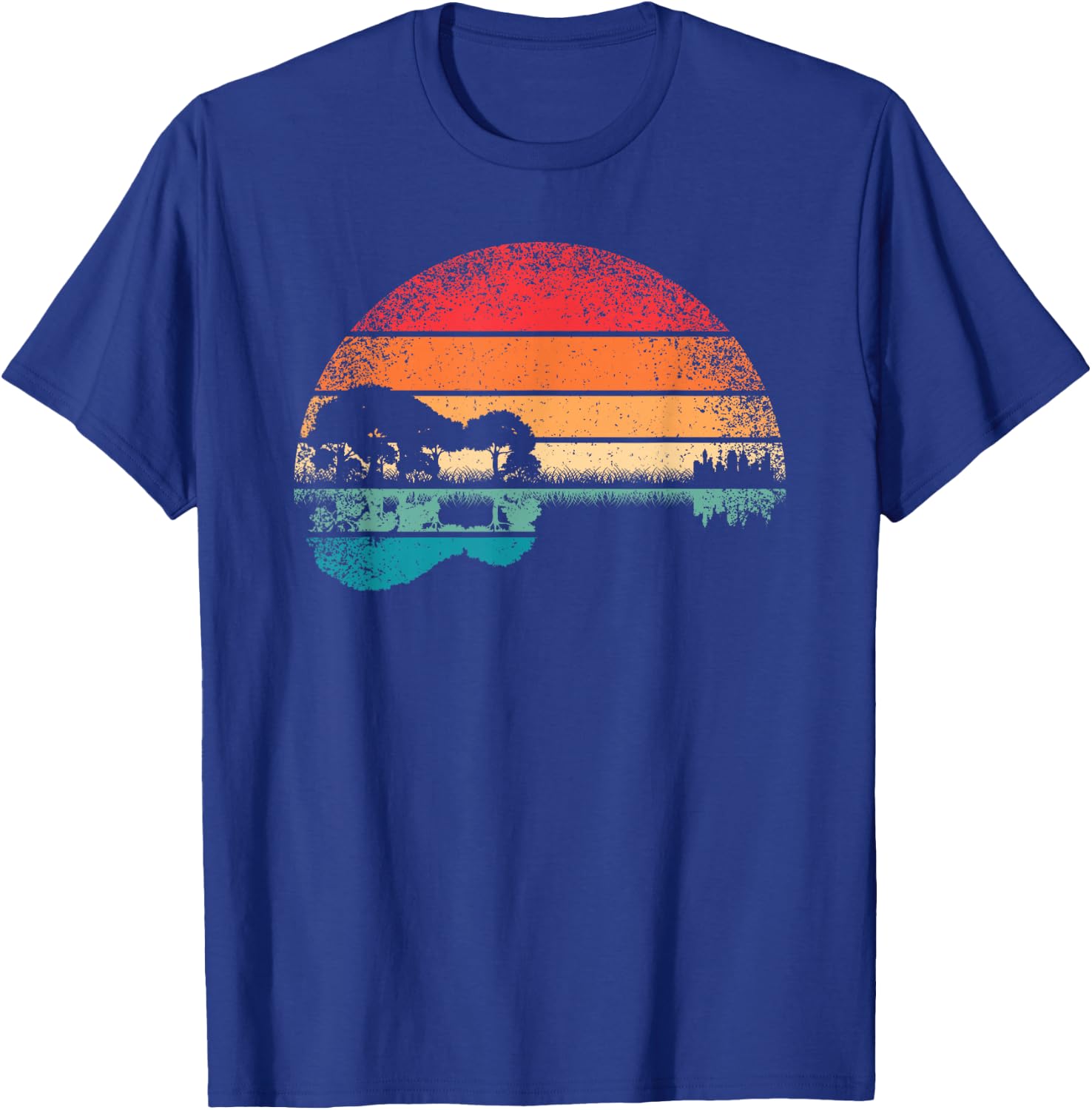 Retro Acoustic Guitar Lake Guitarist Music Rock Men Women T-Shirt - T-Shirt | Royal