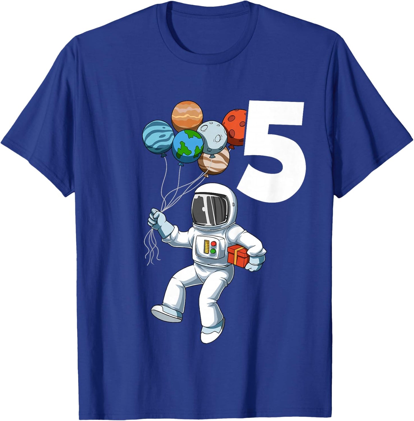 Astronaut Birthday Outfit 5 Outer Space 5th Birthday Party T-Shirt - T-Shirt | Royal