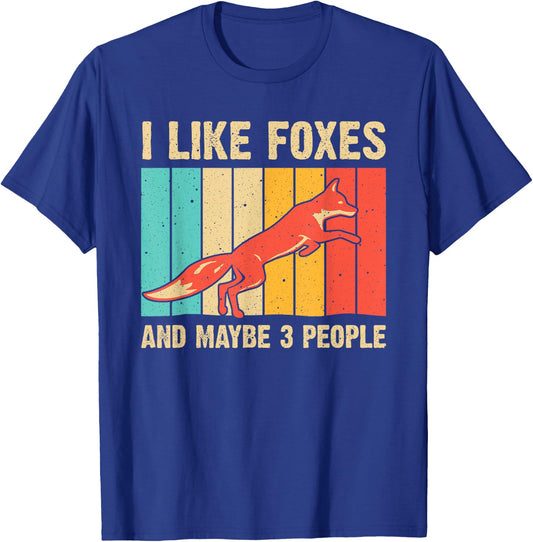 Funny Fox Design For Fox Lovers Men Women Kids Introverts T-Shirt - T-Shirt | Royal