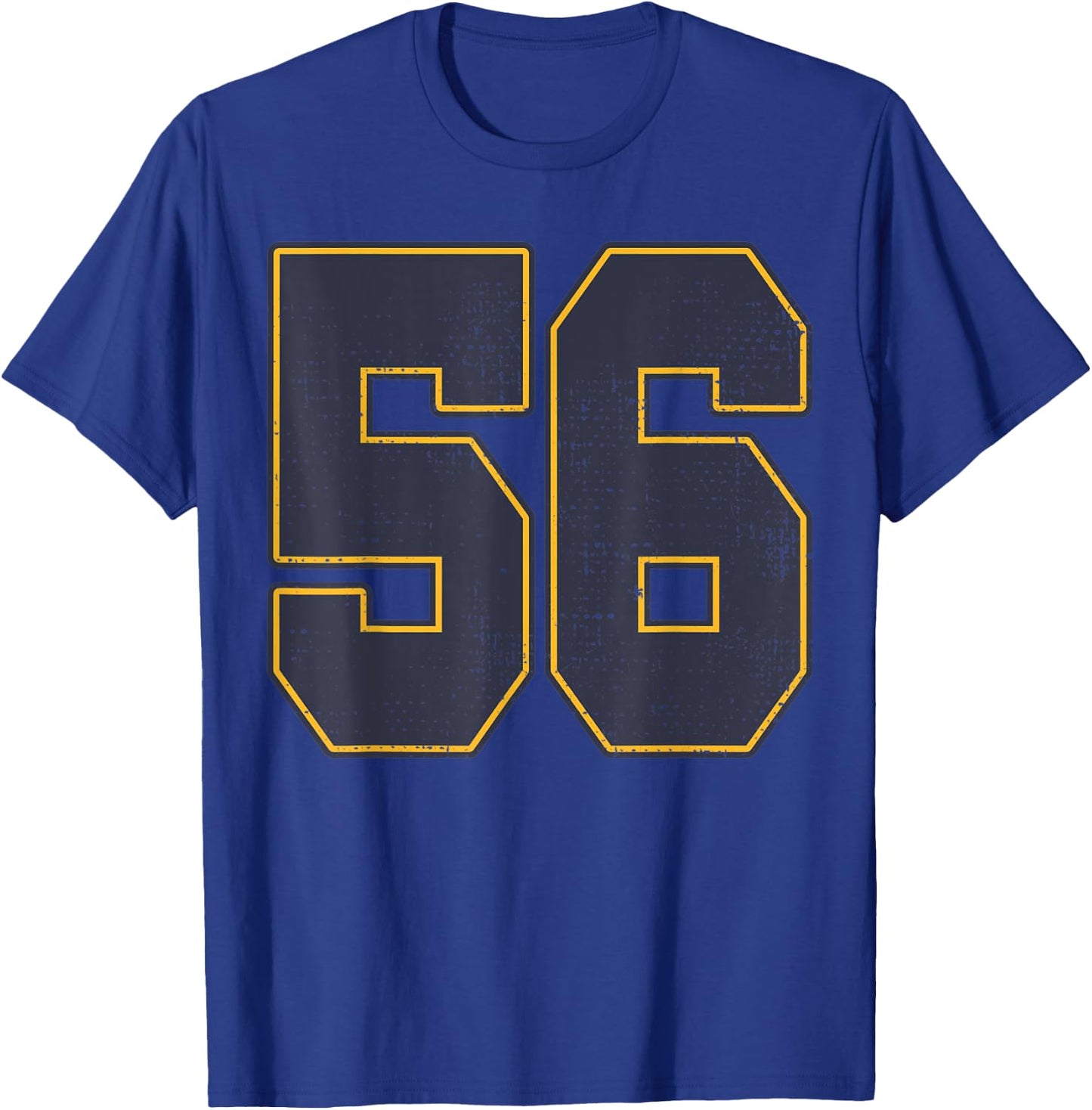 #56 Outline Number 56 Fan Varsity Sports Team Red Jersey T-Shirt - T-Shirt | Royal