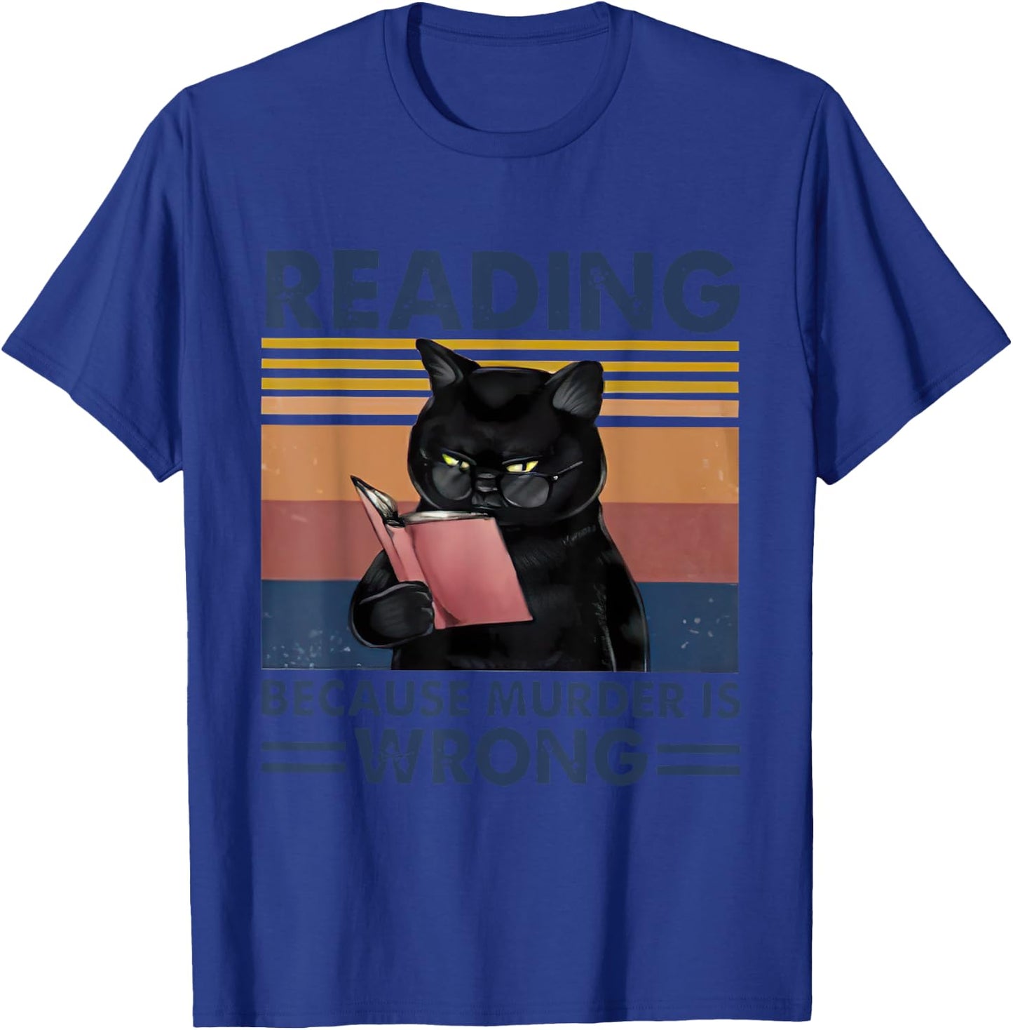 Reading Because Murder Is Wrong Vintage Reader Cat Women T-Shirt - T-Shirt | Royal