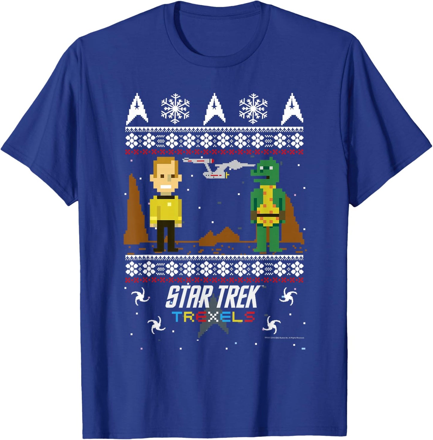 Star Trek Trexels Ugly Christmas Sweater Graphic T-Shirt - T-Shirt | Royal