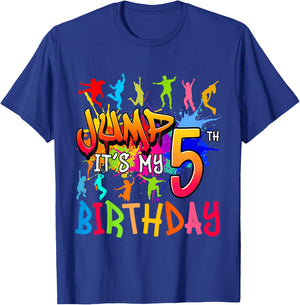 Let's Jump It's My 5th Birthday Trampoline Bday Matching T-Shirt - T-Shirt | Royal