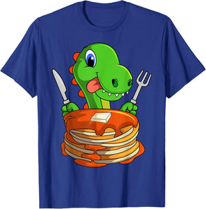 Pancakes Waffle Dinosaur Breakfast Flapjack Trex Food T-Shirt - T-Shirt | Royal