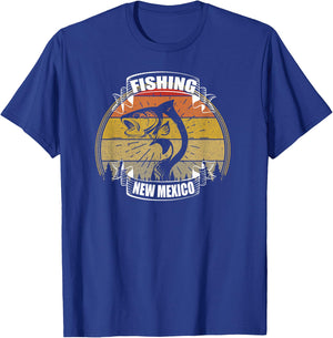 State of New Mexico Fisherman Sunset Fish New Mexico Fishing T-Shirt - T-Shirt | Royal