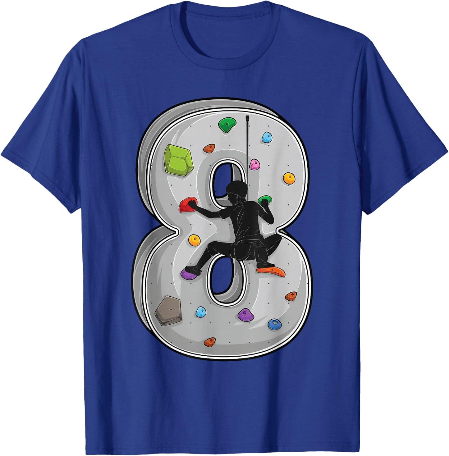 8 Year Old Rock Climbing 8th Birthday Adventures Climber T-Shirt - T-Shirt | Royal