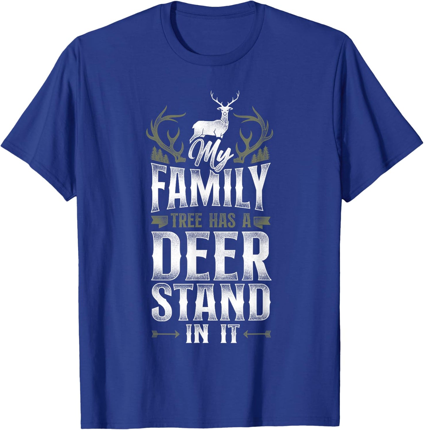 Buck Deer Hunting Hunter Vintage My Family Tree Has A Deer T-Shirt - T-Shirt | Royal
