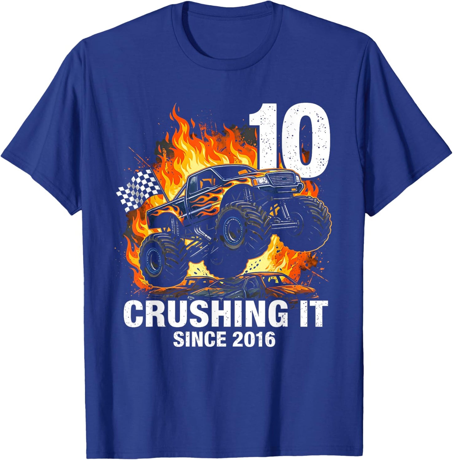 10th Birthday Truck Turning 10 Years Old Boy Born in 2016 T-Shirt - T-Shirt | Royal