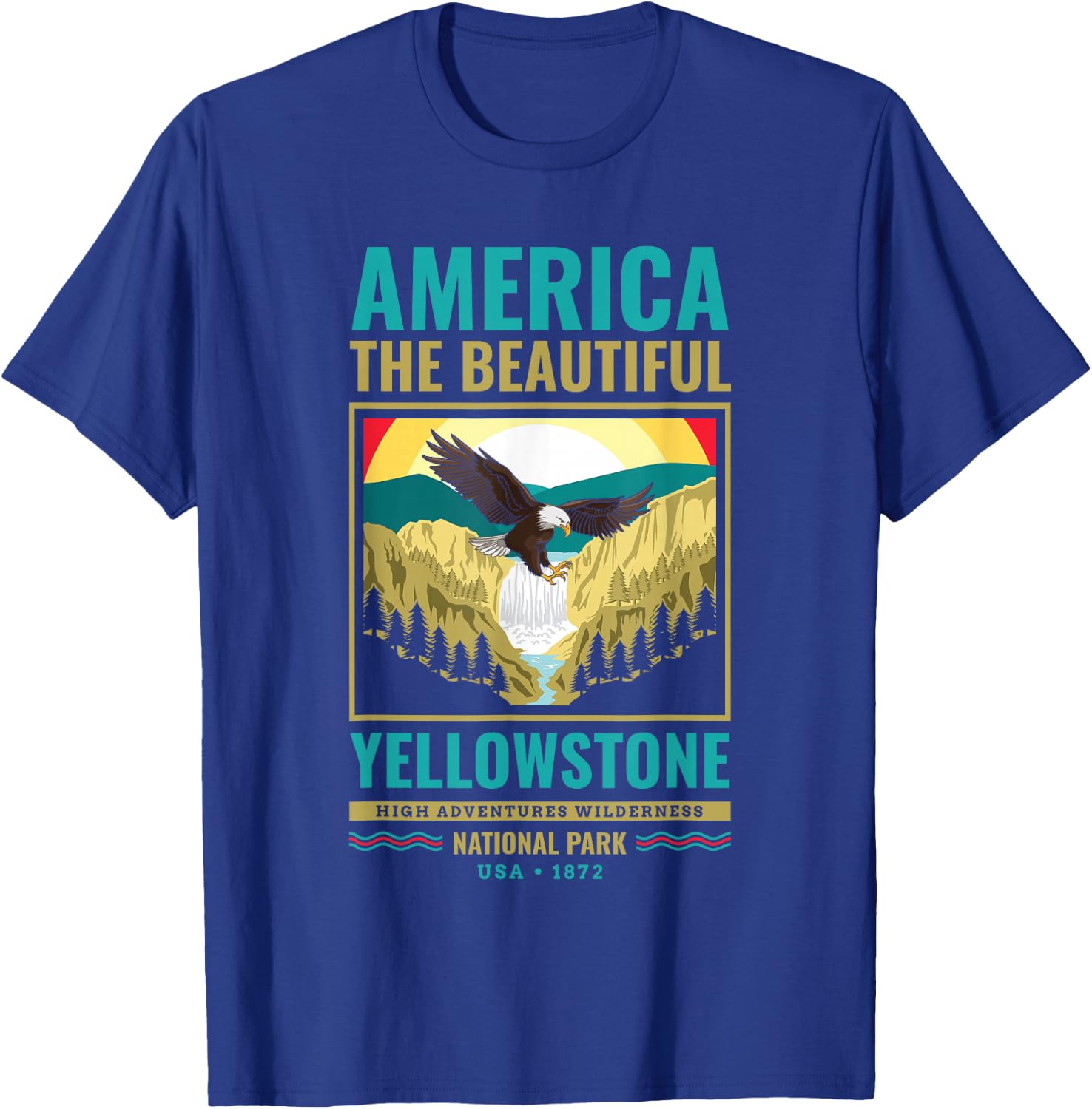 Yellowstone US National Park Eagle Vintage Gift T-Shirt - T-Shirt | Royal