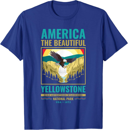 Yellowstone US National Park Eagle Vintage Gift T-Shirt - T-Shirt | Royal