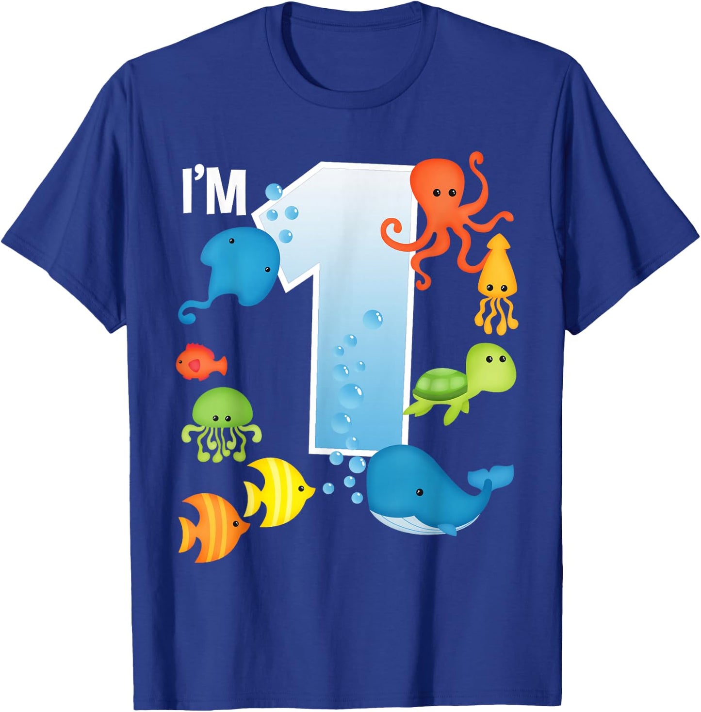 Ocean See Underwater 1 Year Old Under The Sea Birthday Party T-Shirt - T-Shirt | Royal