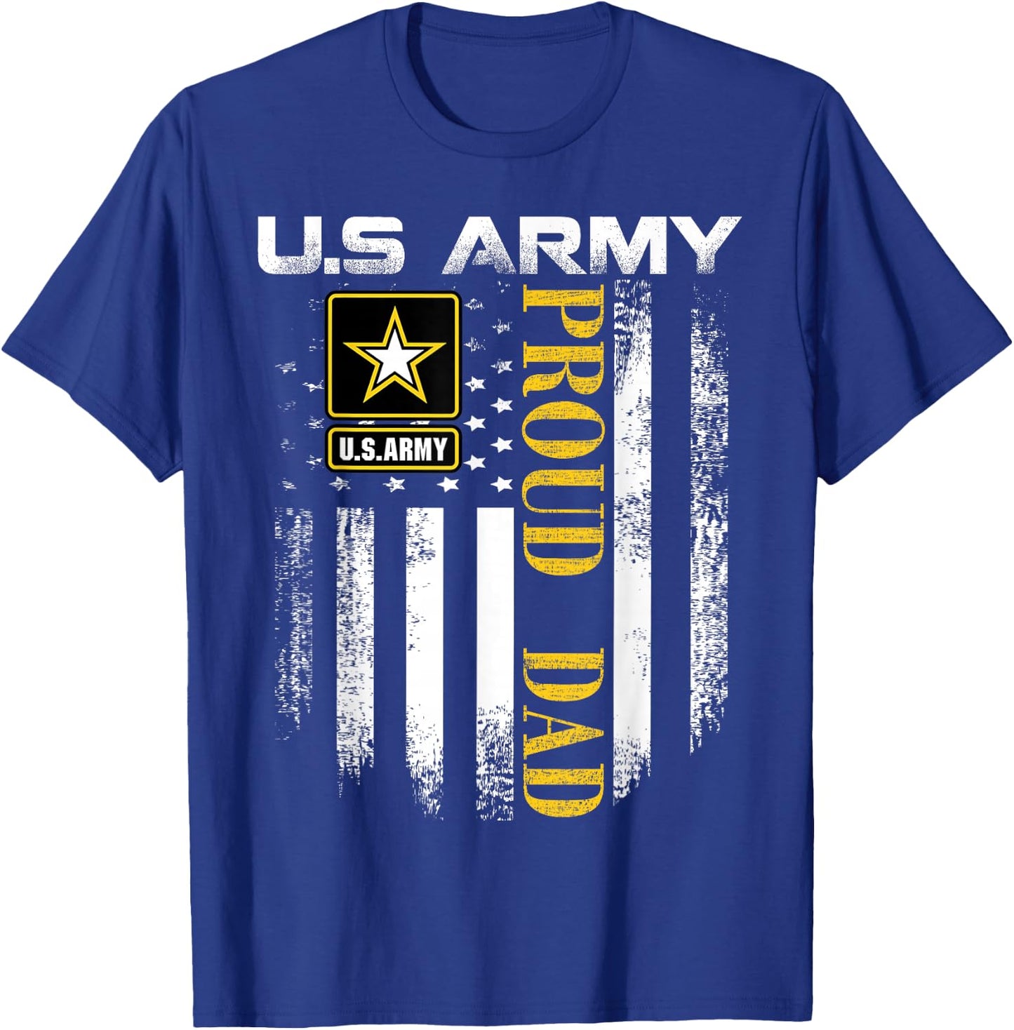 Vintage U.S. Army Proud Dad with American Flag Gift T-Shirt - T-Shirt | Royal