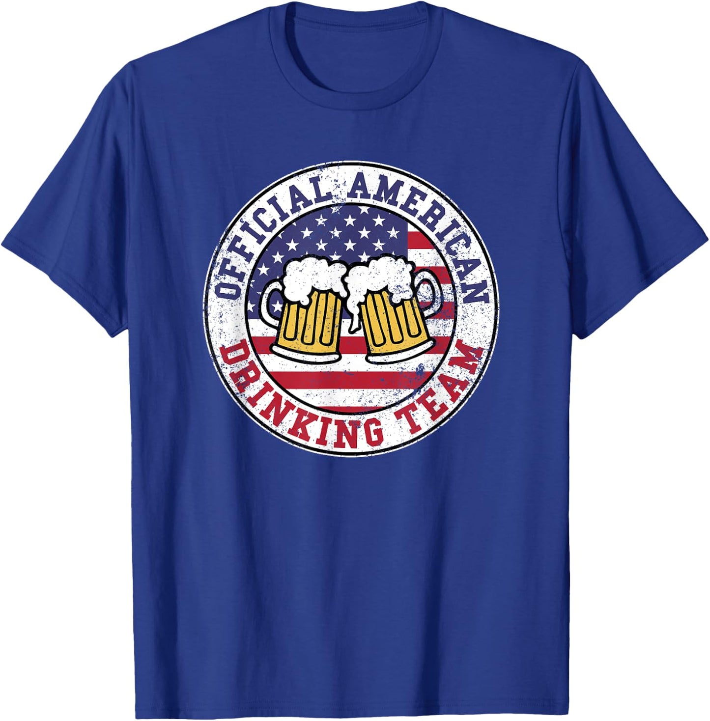 Official American Drinking Team Logo Funny Drinking Team T-Shirt - T-Shirt | Royal