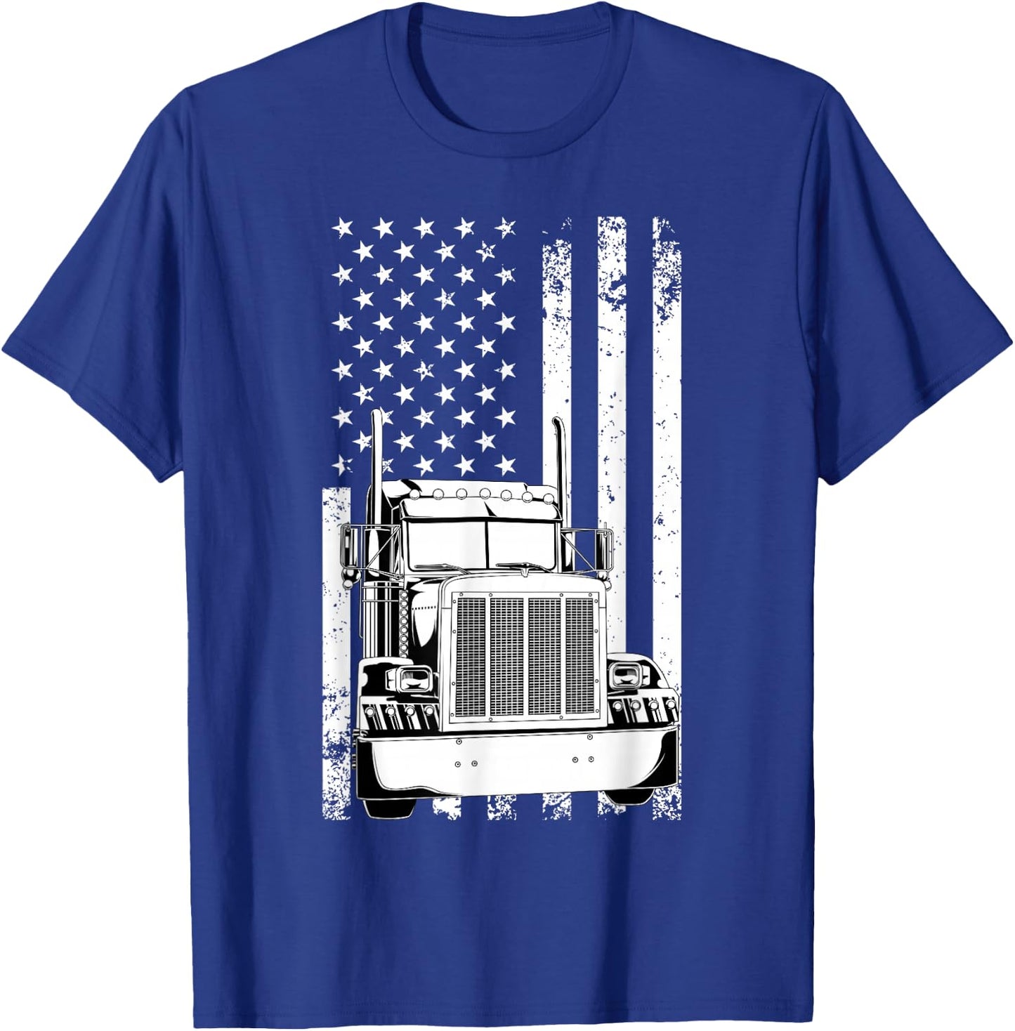Truck Driver American Flag Trucker Vintage Men Women Gift T-Shirt - T-Shirt | Royal