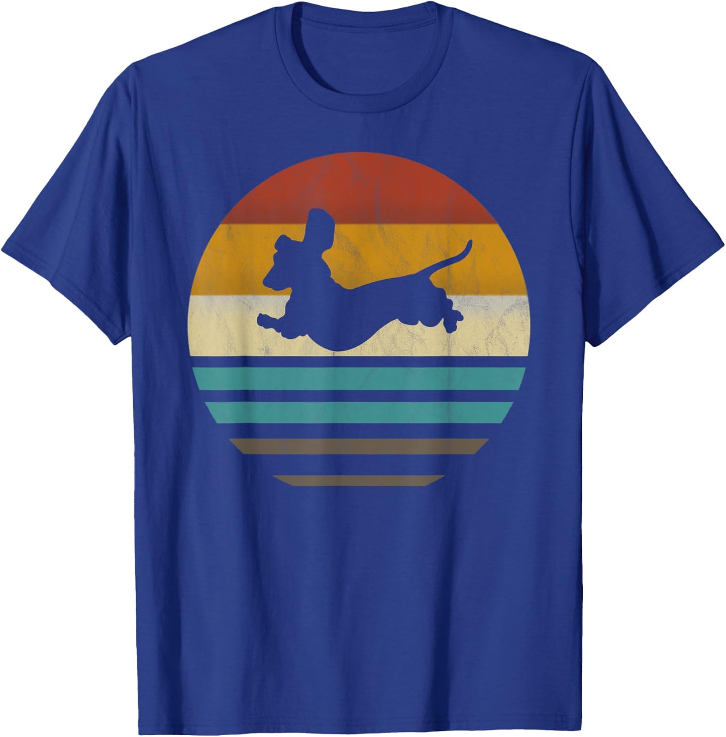 Dachshund Vintage Silhouette 60s 70s Retro grunge Dog Lover Women Girls Kids T-Shirt - T-Shirt | Royal